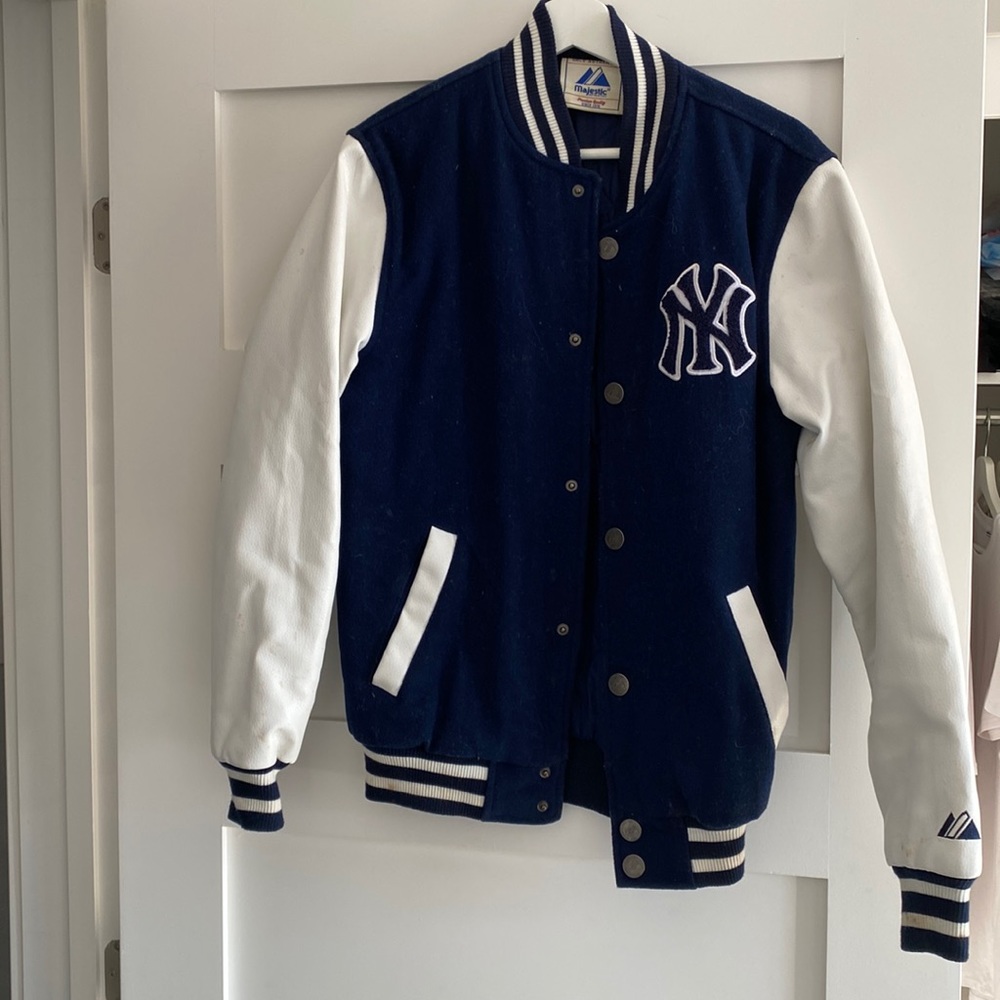 NY Yankees varsity jacket.